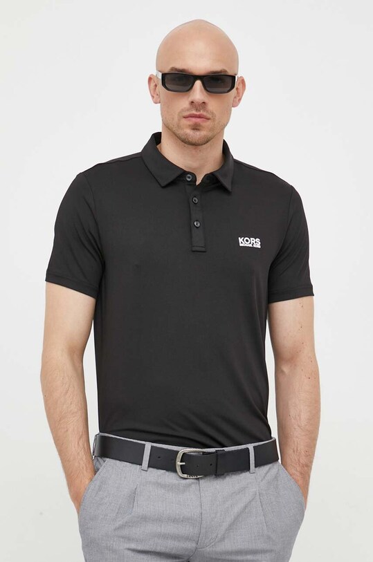 Michael Kors tricou polo regular negru CS351K75GK