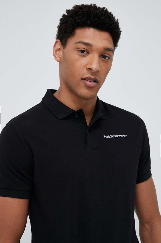 Bavlnené polo tričko Peak Performance čierna G78778