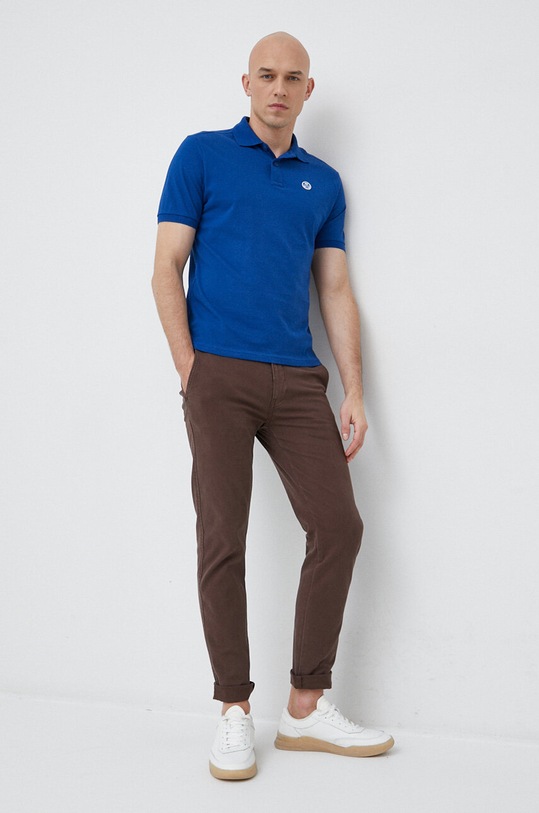 North Sails polo bawełniane 692383 niebieski SS23