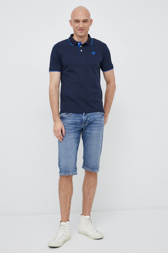 North Sails polo bawełniane 692418 granatowy SS23