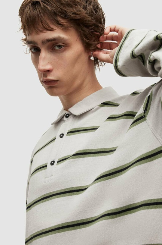 AllSaints polo bawełniane ARDEN LS POLO MD033Y szary SS23