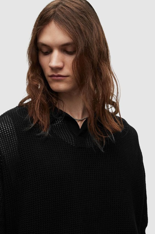 AllSaints polo bawełniane CORBI SS POLO MK088Y czarny SS23