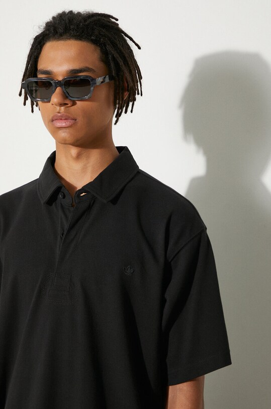 adidas Originals cotton polo shirt Essentials HR8677 black