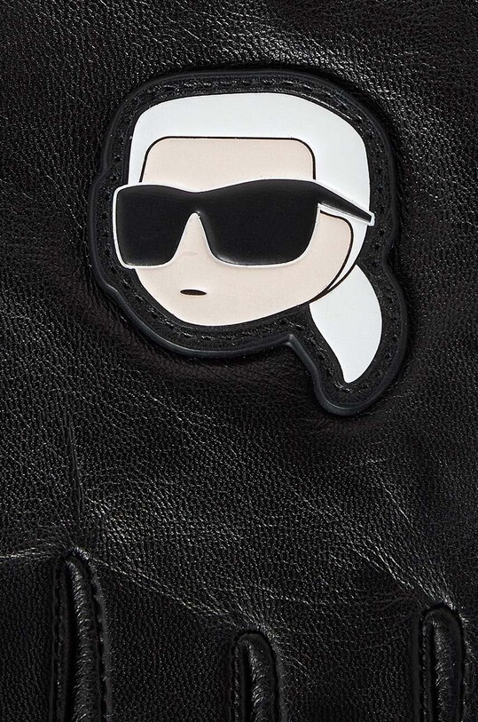 Kožené rukavice bez prstov Karl Lagerfeld čierna 230W3601