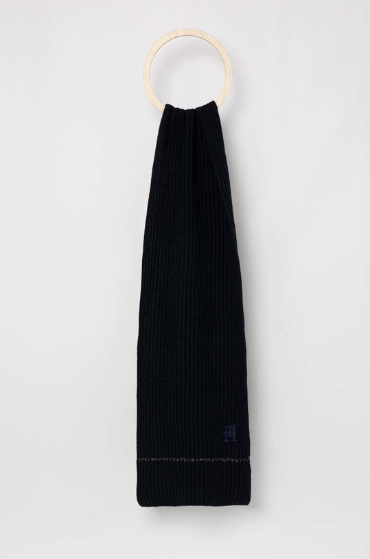Šal s primesjo volne Tommy Hilfiger Pletenina mornarsko modra AW0AW14161.PPYX