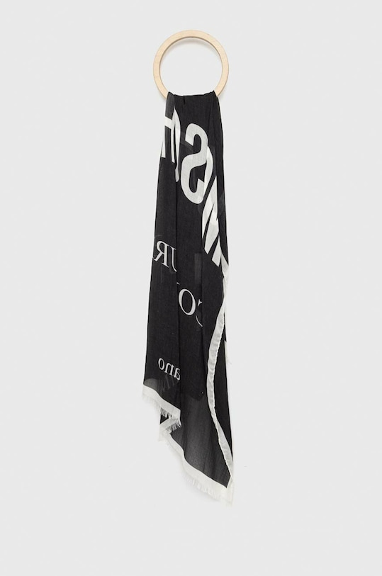 Moschino szalik z domieszką jedwabiu pozostałe czarny M2883.E3126