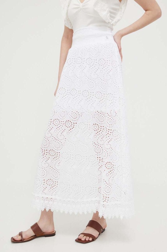 Guess spódnica bawełniana W3GD69.WFDC0 biały SS23