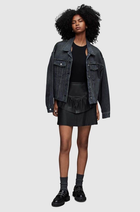 Îmbrăcăminte AllSaints fusta de piele WL107X negru