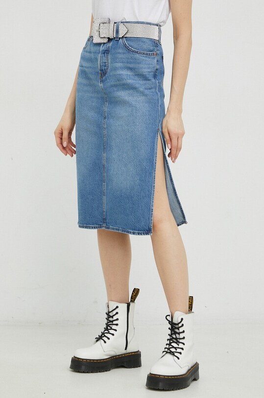 Levi's fustă din denim uni albastru A4711.0000