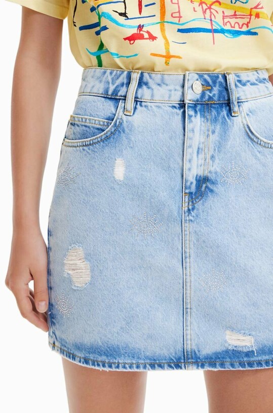 Odzież Desigual spódnica jeansowa 23SWFD08 niebieski