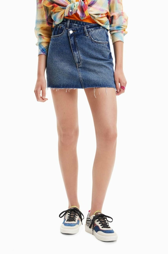 Desigual fustă din denim 23SWFD16 bleumarin SS23