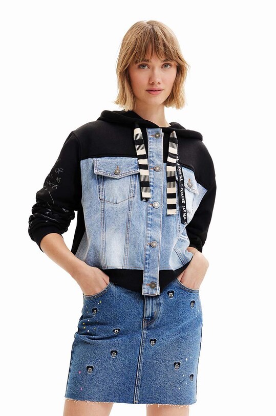Desigual fustă din denim imprimeu albastru 23SWFD17
