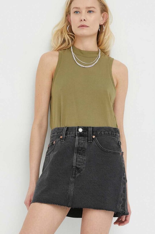 Levi's fustă din denim uni negru A4694.0000