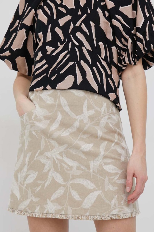 Sukňa s prímesou ľanu Pennyblack kvetinový béžová 21010423