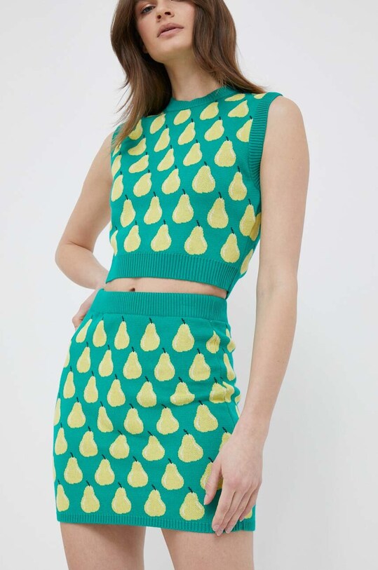 United Colors of Benetton fusta din bumbac cu modele verde 1094E000D.921