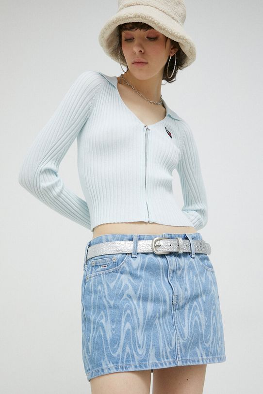 Rifľová sukňa Tommy Jeans rifľovina modrá DW0DW15631.PPYX