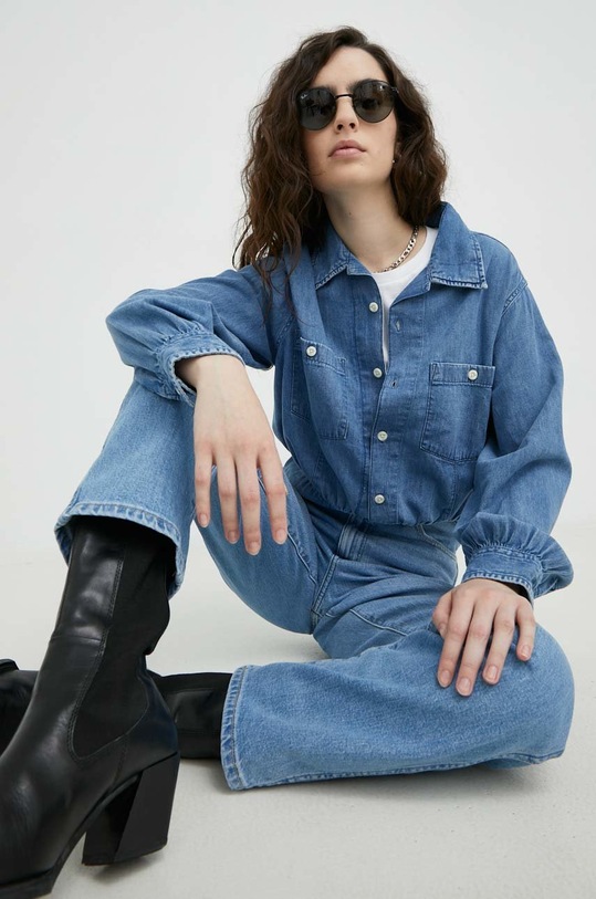 Wrangler jeansy Mom Straight Rhea niebieski W27M58Z19