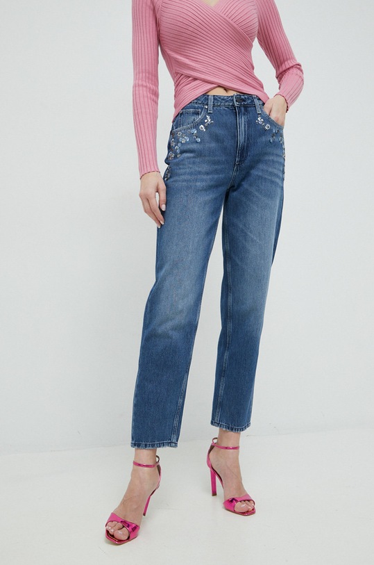 Guess jeansi Mom Jean Planet friendly albastru W3RA21.D4VI3