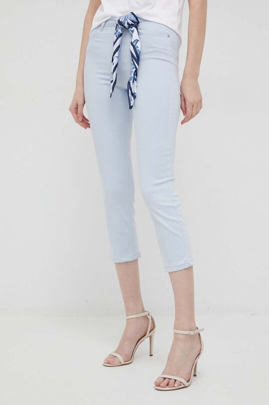 Guess spodnie z elastanem niebieski W3GA91.W93CE