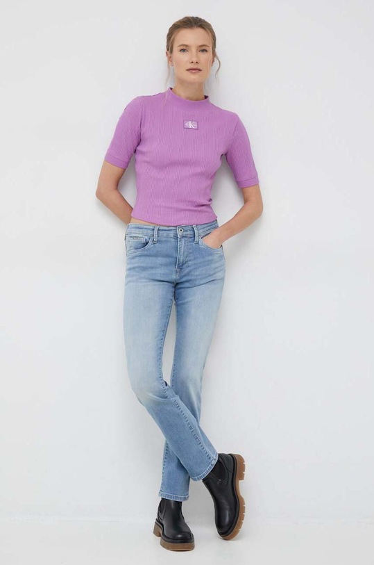 Pepe Jeans jeansy Grace Planet friendly turkusowy PL204160MI1.000