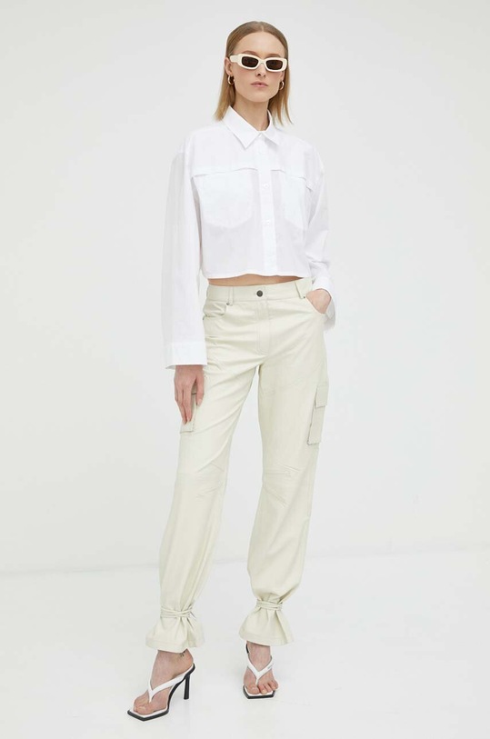 Herskind pantaloni de piele Trisa 4748940 bej SS23