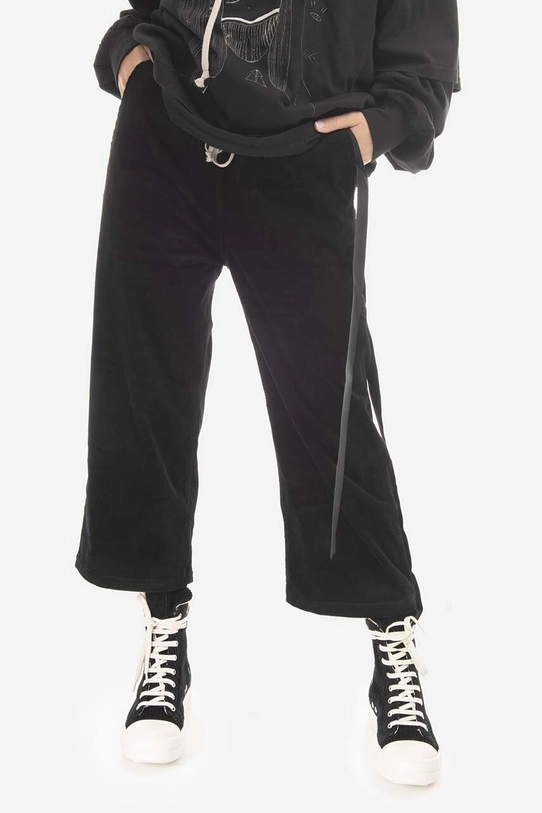 Rick Owens pantaloni in velluto a coste tessuto elasticizzato nero DS02B4323.VS.BLACK