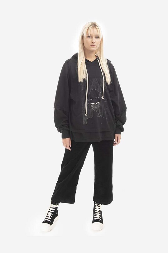 Rick Owens spodnie sztruksowe DS02B4323.VS.BLACK czarny SS23