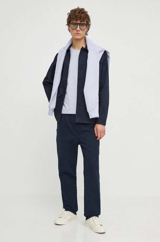 Samsoe Samsoe pantaloni de bumbac M22400031 bleumarin SS24