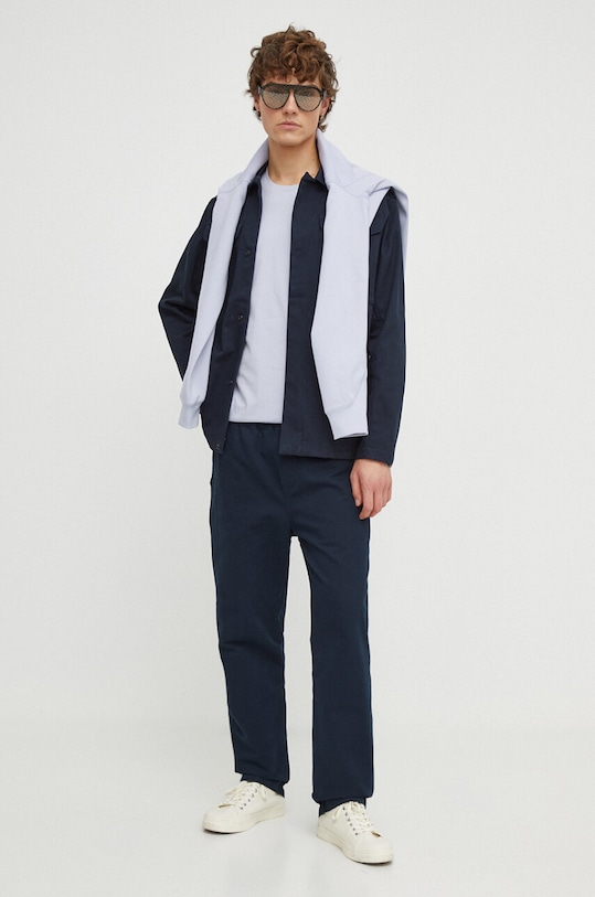 Samsoe Samsoe pantaloni de bumbac M22400031 bleumarin SS24