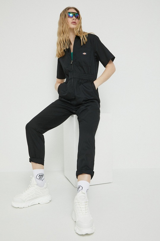 Dickies salopeta din bumbac cu guler negru DK0A4YAHBLK1