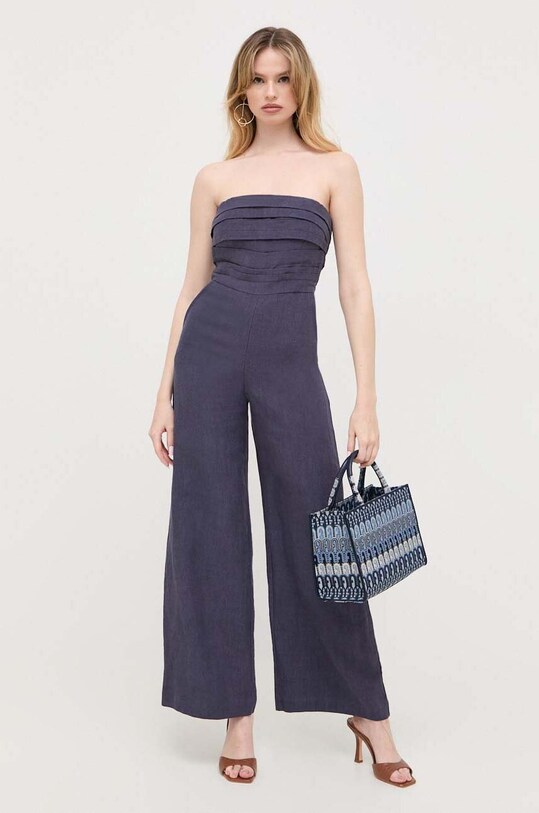 Лляний комбінезон Bardot 58467PB.NAVY темно-синій SS23