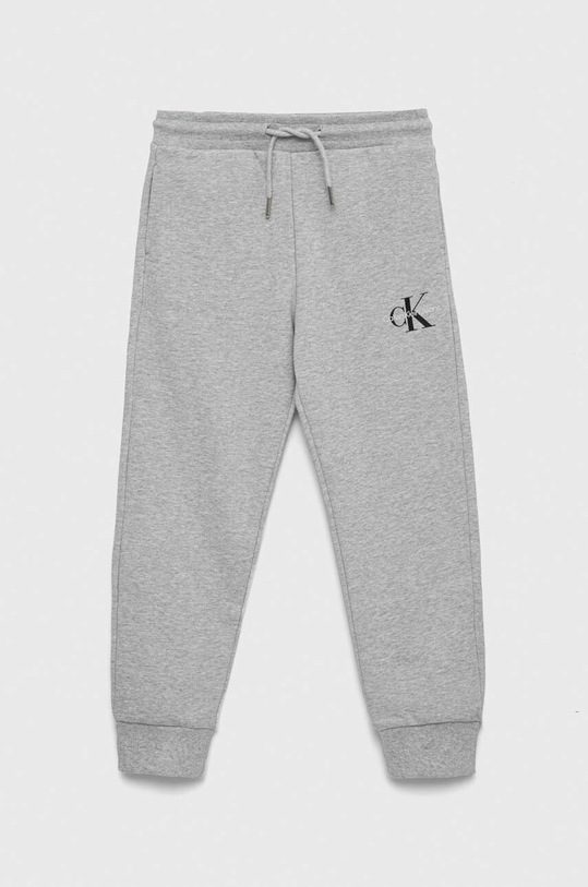 Calvin Klein Jeans spodnie dresowe bawełniane dziecięce IU0IU00285.PPYX szary SS23