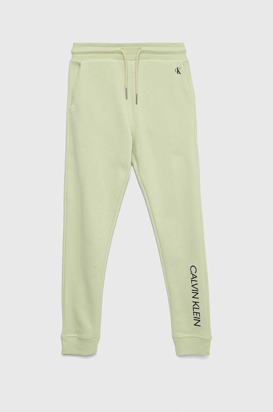 Otroška bombažna trenirka Calvin Klein Jeans Pletenina zelena IU0IU00289.PPYX