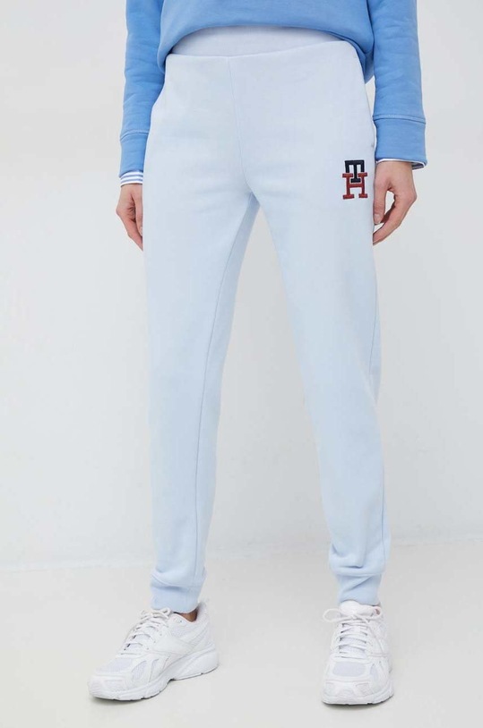 Tepláky Tommy Hilfiger pletenina modrá WW0WW37435.PPYX