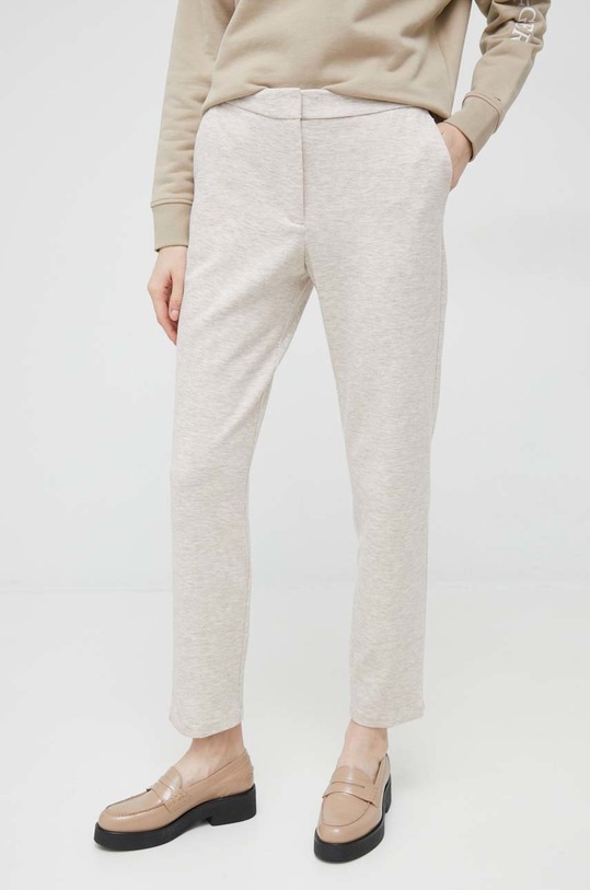 hlače s primesjo volne Tommy Hilfiger WW0WW37336.PPYX bež SS23