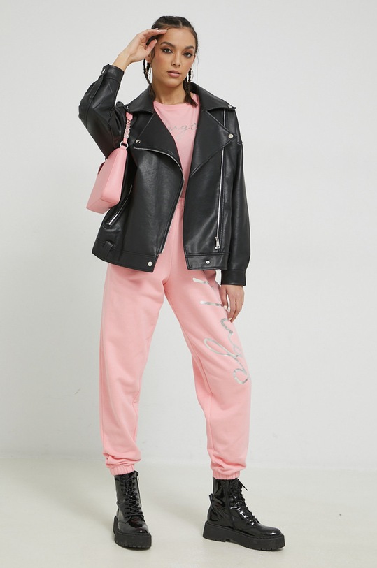 HUGO spodnie dresowe bawełniane 50484651 różowy SS23