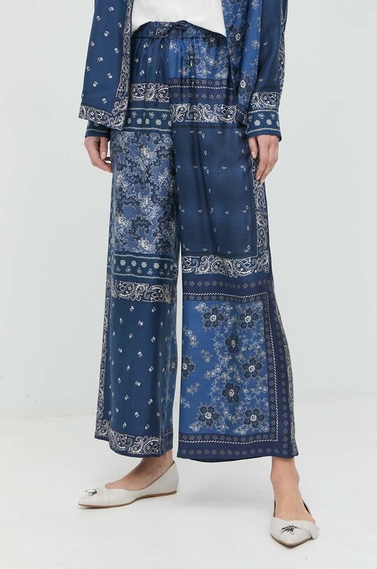 Svilene hlače Weekend Max Mara Raven mornarsko modra 2351311137600