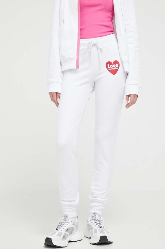 Love Moschino pantaloni de trening tricotaj alb W.1.424.29.E.2246