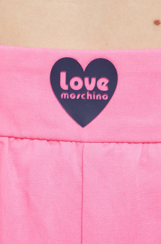 Παντελόνι με λινό μείγμα Love Moschino ροζ W.P.B11.80.T.465A