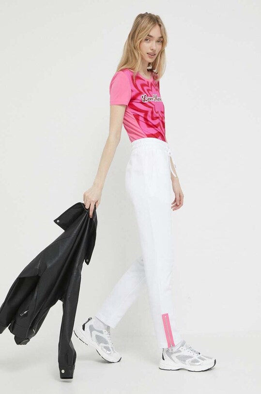 Bavlněné tepláky Love Moschino W.1.556.83.M.4457 bílá SS23