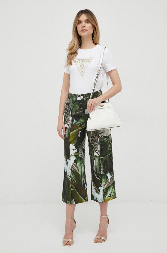 Guess spodnie lniane W3GB38.WCWA0 zielony SS23