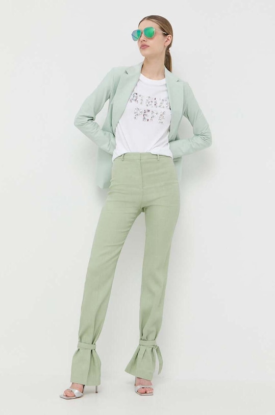 Patrizia Pepe spodnie z domieszką lnu 8P0475.A210 zielony SS23