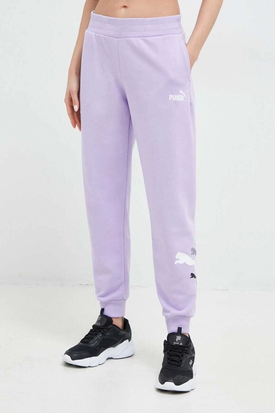 Puma pantaloni de trening tricotaj violet 673684