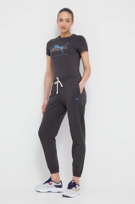 Puma pantaloni de trening din bumbac 673299 gri SS23