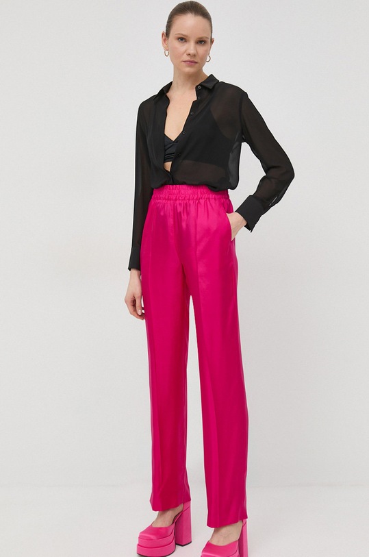 Red Valentino spodnie jedwabne 2R3RBG456M1 różowy SS23