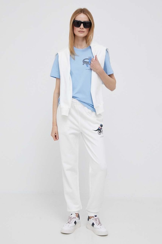Pamučni donji dio trenirke Lacoste x Netflix XF7335 bijela SS23