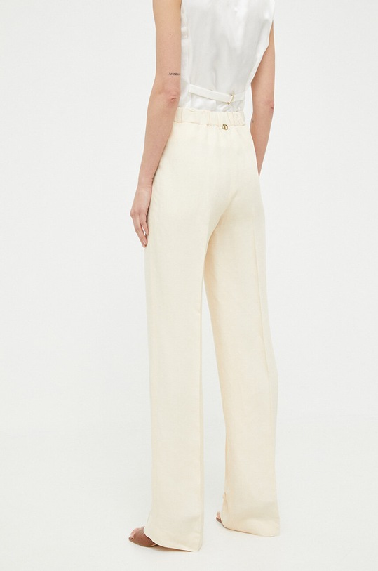Odzież Twinset spodnie z domieszką lnu 231TT2778 beżowy