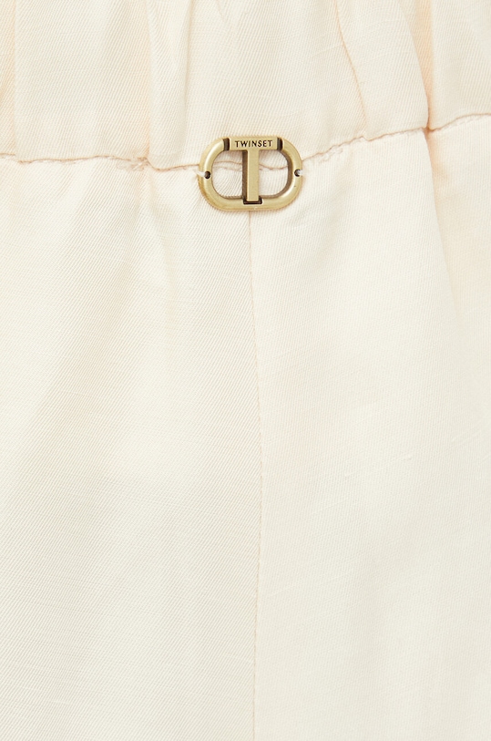 Twinset spodnie z domieszką lnu beżowy 231TT2778