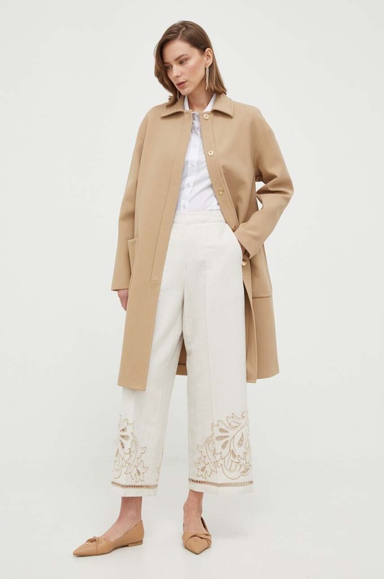 Льняные брюки Twinset 231TT2383 бежевый SS23