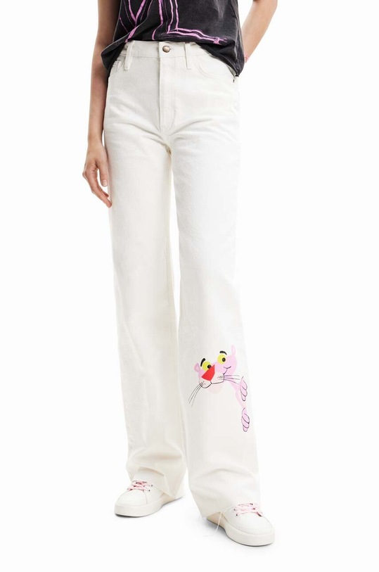 Desigual jeansy x Różowa Pantera 23SWDD61 biały SS23